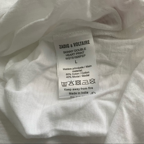 Zadig & Voltaire | Skinny Double Heart Tee top - Picture 8 of 9